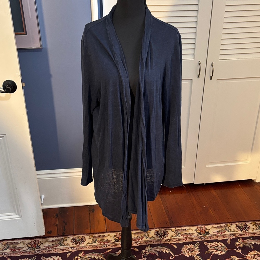 J. Jill Navy Open Drape Lightweight Cardigan - Picture 6 of 8